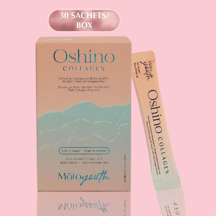 Oshino Collagen Botanical Beverage Mix Peach with Fish Collagen Peptide (30 Sachets)