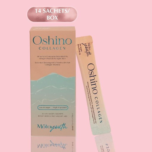[OS14] Oshino Collagen Botanical Beverage Mix Peach with Fish Collagen Peptide (14 Sachets)